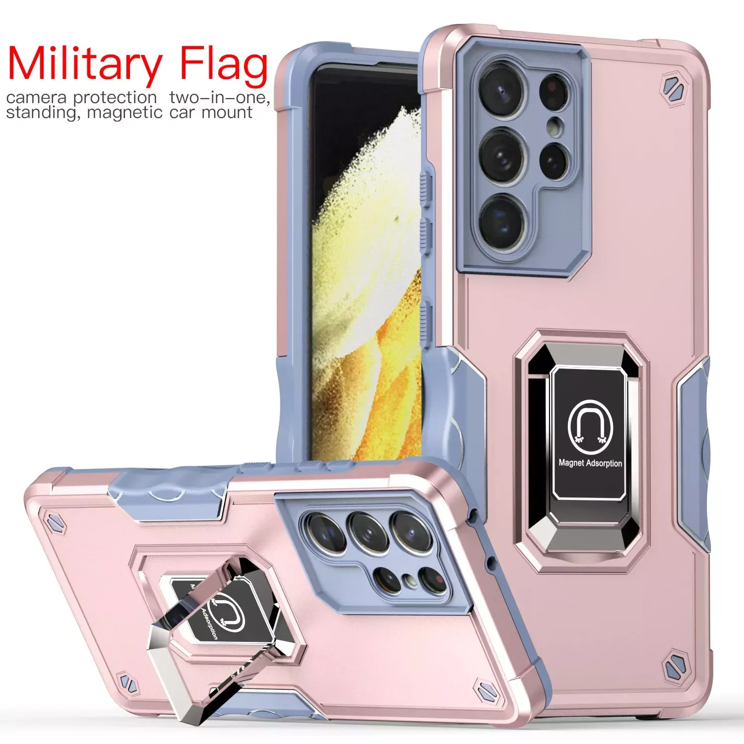 

2022 for Samsung Galaxy S22 Ultra 5G S21 FE S 22 Plus A53 A73 A33 A23 A13 A12 A32 A22 Cell Phone CoverMagnetic Kisktand Ring Cas