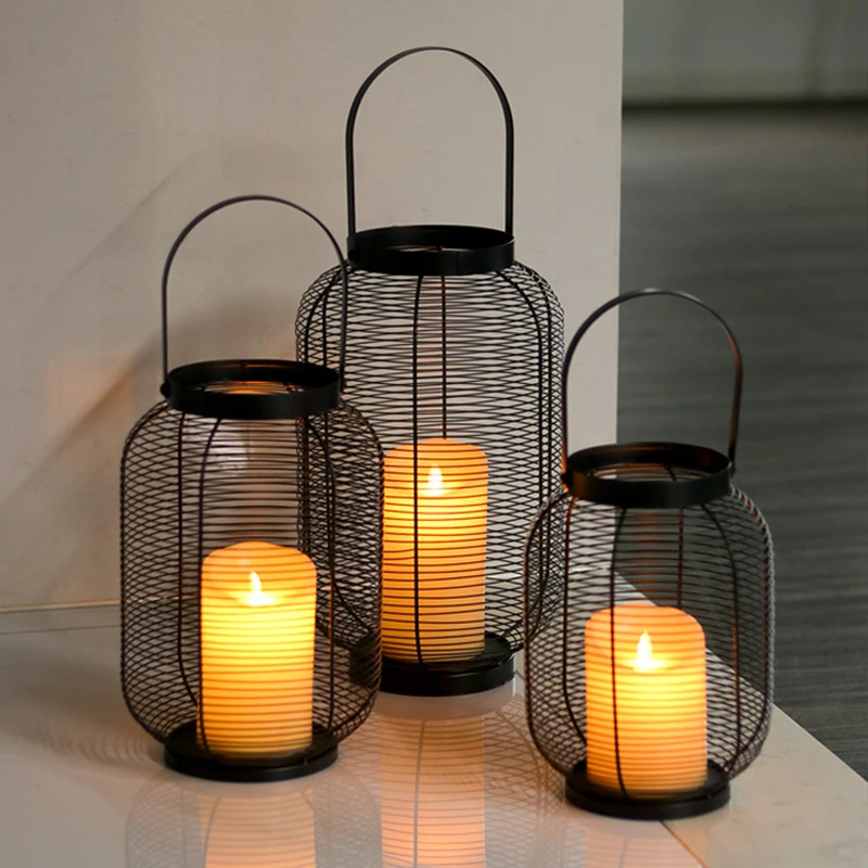 

Wrought Iron Outdoor European Candle Holder Antique Retro Simple Rustic Lanterns Home Decor Bougeoir Mariage Home And Garden