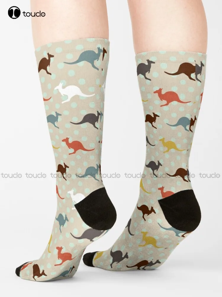 

Multicolor Kangaroo Silhouette Socks Mens Socks Black Street Skateboard Socks Personalized Custom Unisex Adult Teen Youth Socks