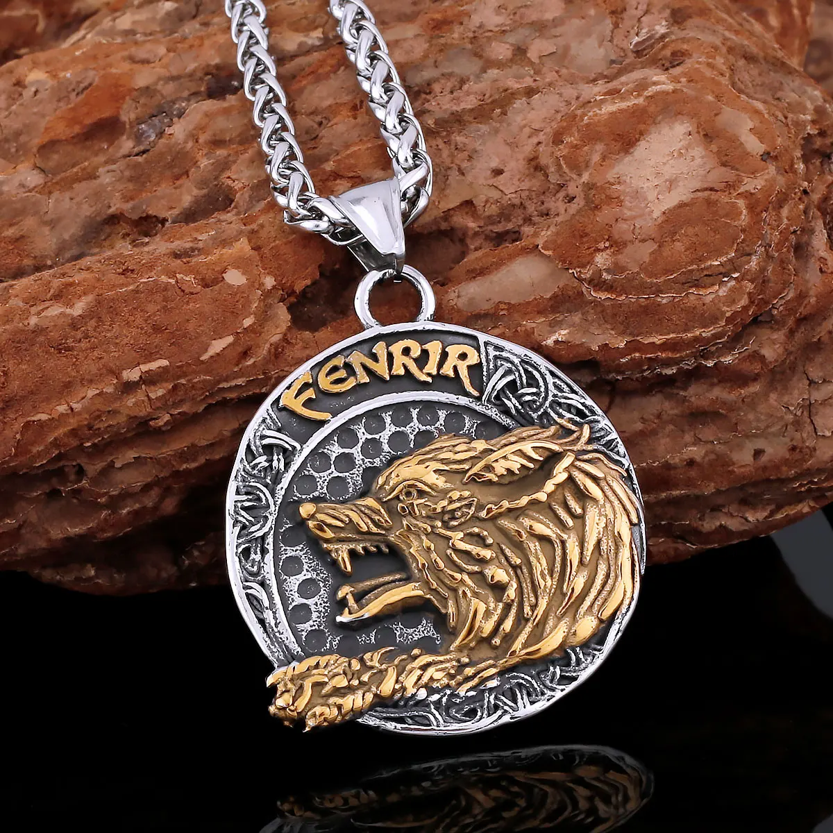 

Titanium Stainless Steel Wolf Head Viking Necklace Vintage Men's Never Fade Odin Amulet Pendant High-quality Jewelry Wholesale