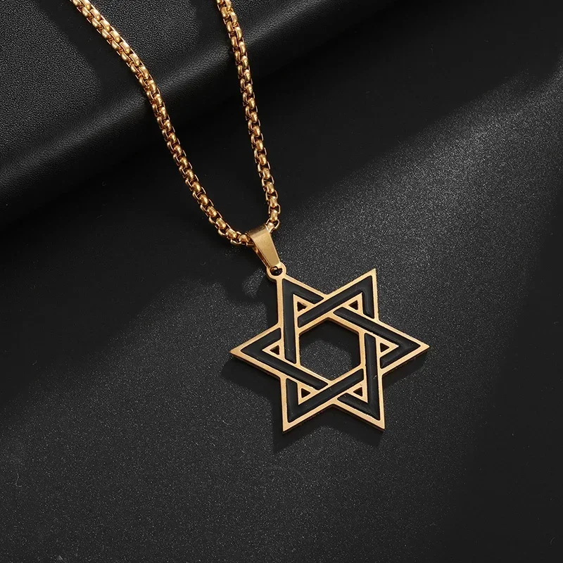 Ожерелье мужское/женское из нержавеющей стали с кулоном в виде шестиугольной