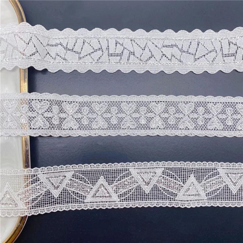 

20yards Embroidery Sequin Lace for Decoration Clothing Wedding Dress Accessories 3.8cm Hollow Embroidery Heart Ribbon