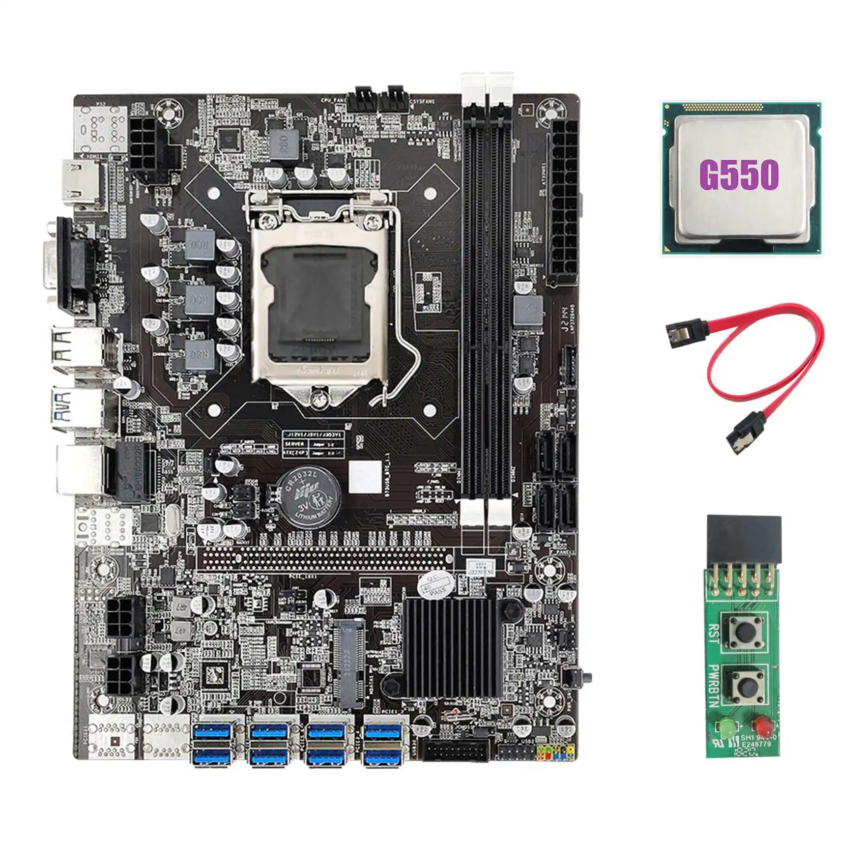 

Материнская плата B75 USB ETH для майнинга 8XUSB3.0 + G550 CPU + коммутационная плата + SATA кабель LGA1155 DDR3 B75 USB Майнер материнская плата