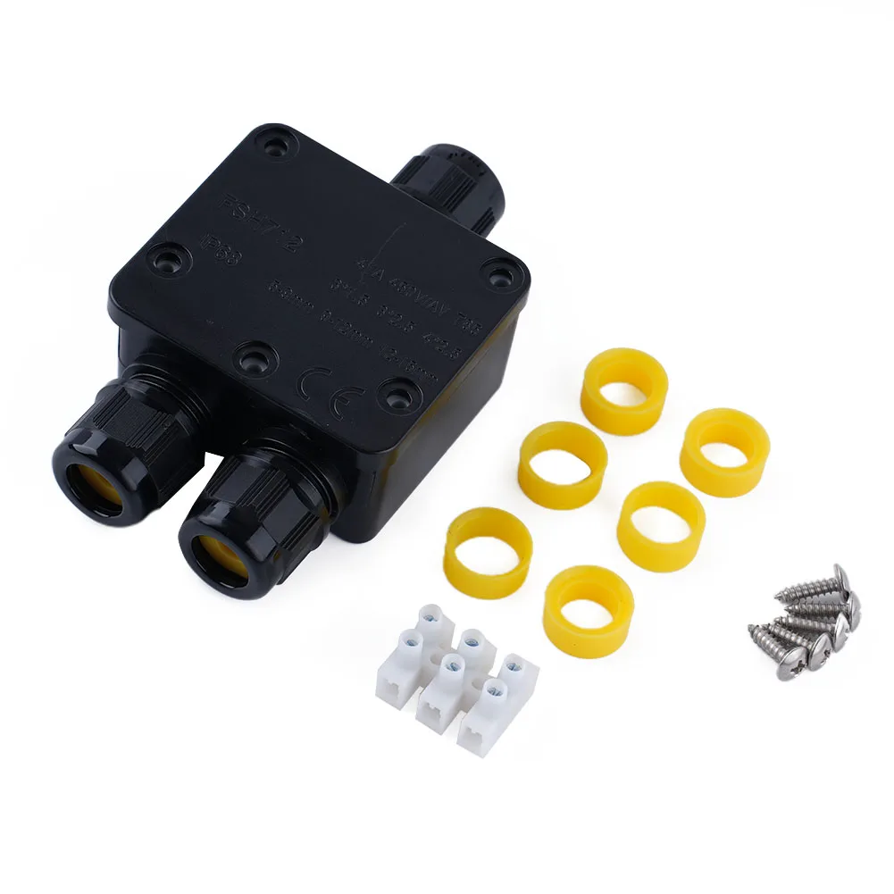

Case Junction Box 24A 450V 54X 29X 27mm Accessories Antistatic Black Dustproof T85 ℃ - 110 ℃ Waterproof Durable