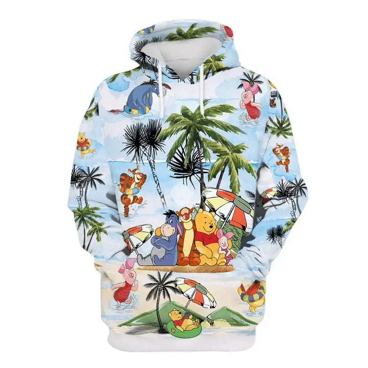 

Disney 3D Hoodie Piggy Flower Cartoon Winnie the Pooh Print 3d Zipper Hoodie Retro Casual Sweatshirt Men And Women Hoodie