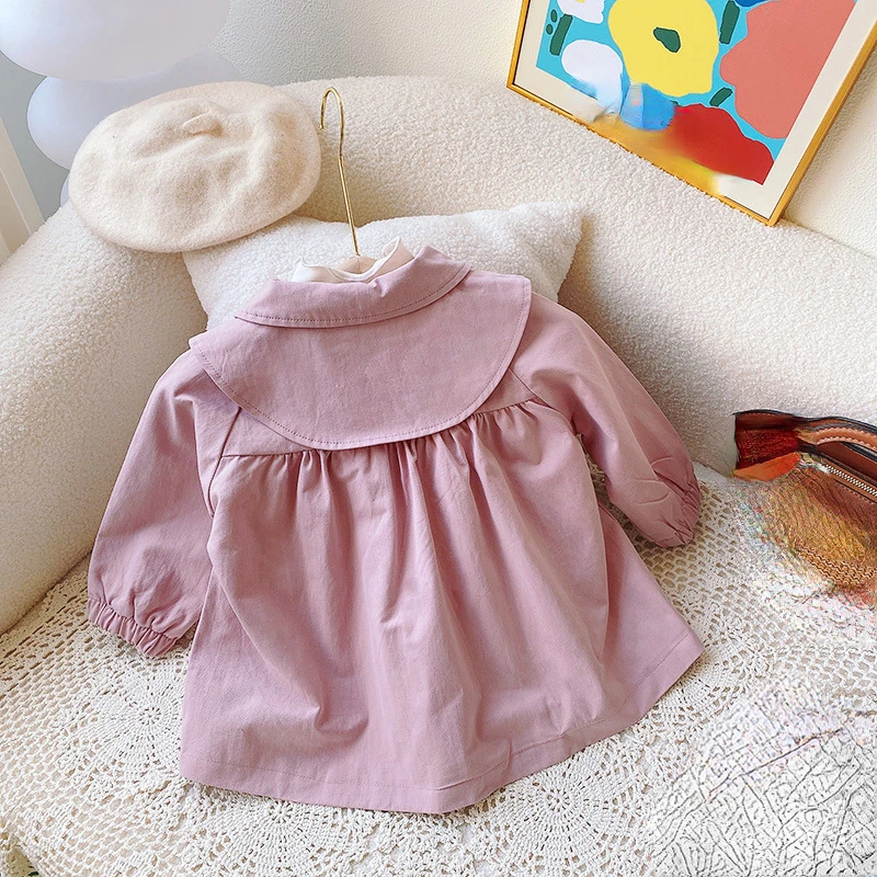 RiniKinda 2022 Autumn Girl Coat Cotton Kids Trench Embroidery Newborn Toddlers Infant Outfits Princess Baby Outdoor Clothing