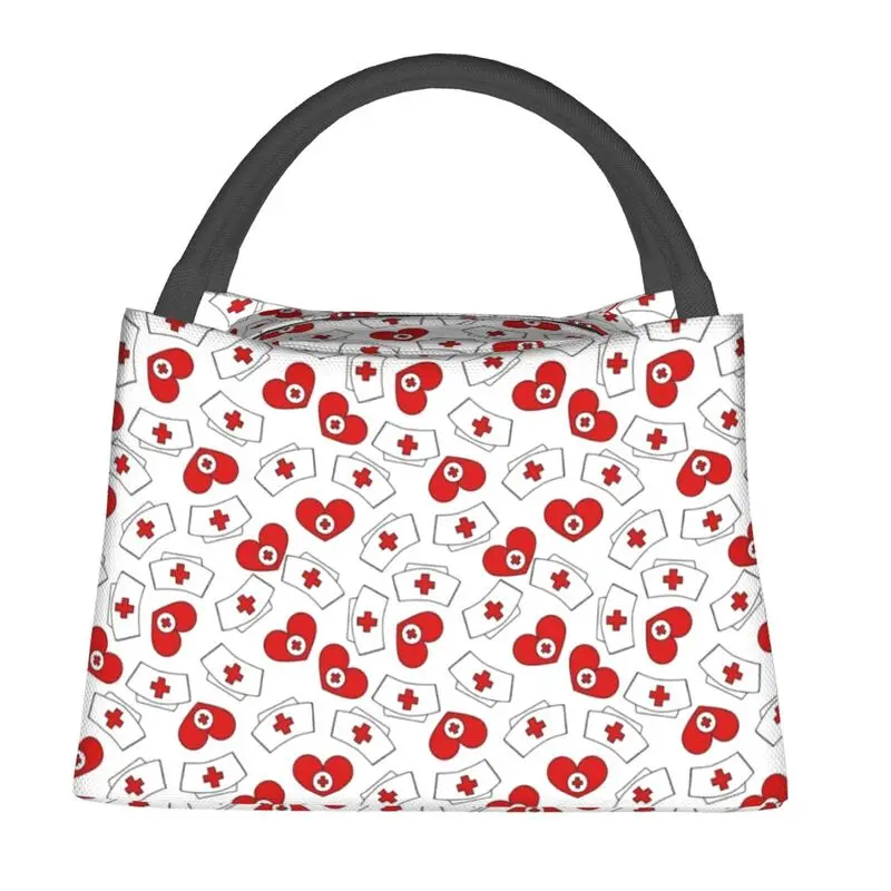 

Изолированные сумки для ланча для медсестер с рисунком сердца для женщин, переносной термоохладитель для кормления, сумка для ланча для офи...