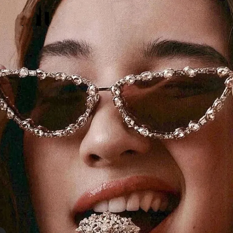 

2023 роскошные солнцезащитные очки «кошачий глаз» с бриллиантами, женские брендовые винтажные маленькие солнцезащитные очки Y2k, женские очки, солнцезащитные очки