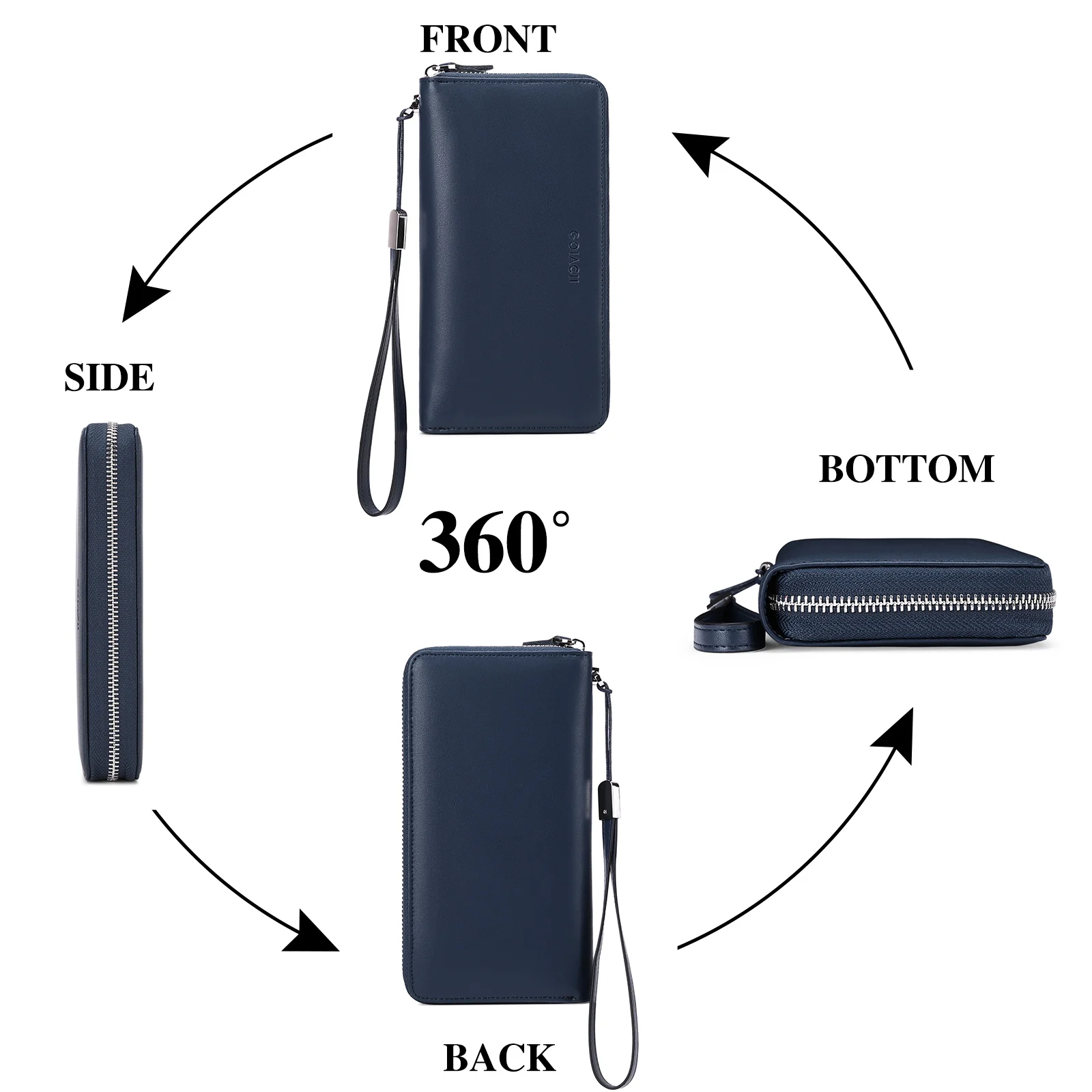 SENDEFN Women's Leather Wallets Female Wrist Purse Ladies Zipper Long Clutch Fashion Large Capacity Card Holder Coin Pocket