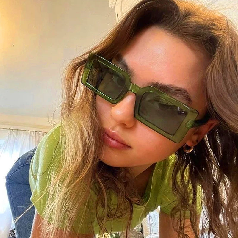 

2022 Small Rectangular Women's Sunglasses Retro Brand Designer Sun Glasses Square Vintage Zonnebril Dames Lenses Decorative