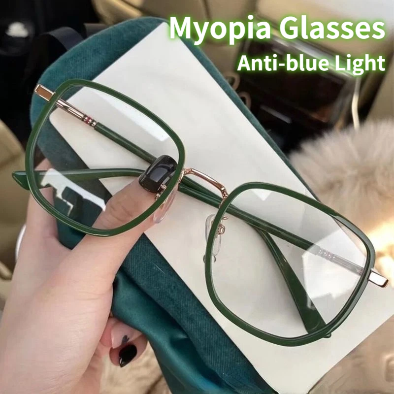 

Myopia Glasses Green Large Frame Girls Glasses Clear Glasses Women Anti-blue Light Women's Flat 2022 Korean Style Eye Frame