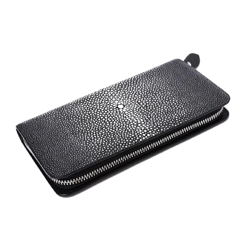 

Unisex Long Wallet, Luxury Polished Real Stingray Leather Money Clip, Card Bag, Female Business Cell Phone Purse, Thailand