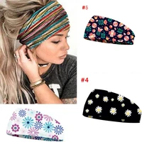 printed wide turban sports headband head hair diverse colors elastic stretch