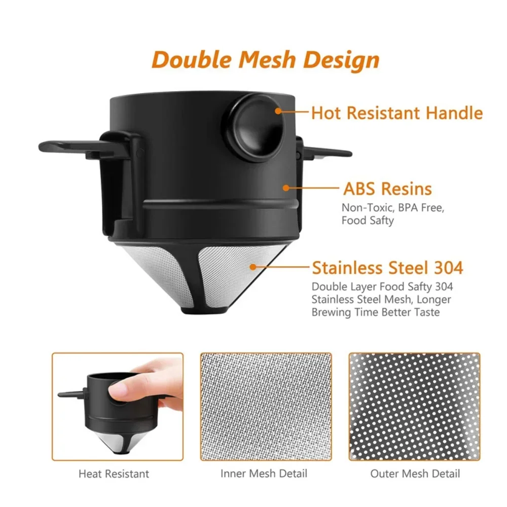 Многоразовый фильтр для кофе портативная кофеварка эспрессо из нержавеющей