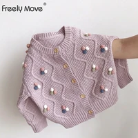 freely move autumn winter kids baby girls full sleeve single breated top outwear toddler children knit clothes flocking sweater