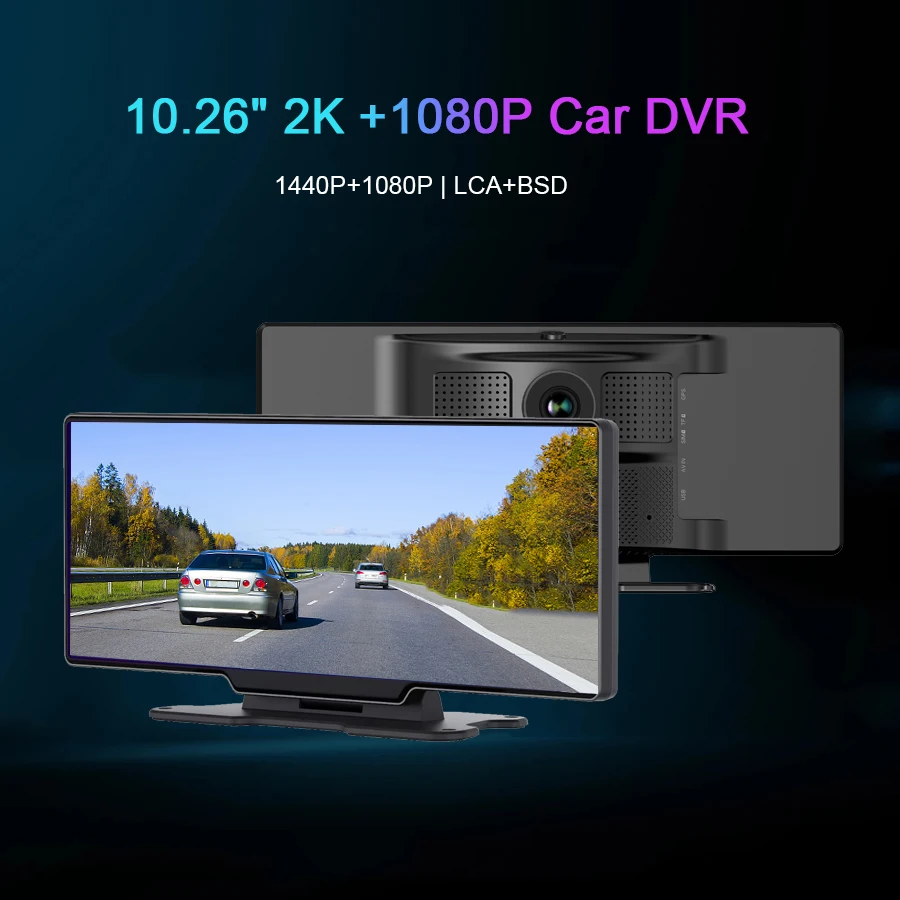 

Car DVR 1440P 2K DashCam Rearview Mirror 10.26" Dash Cam Car Camera Recorder LCA BSD Night Vision 1080P Dual Lens GPS Dashboard