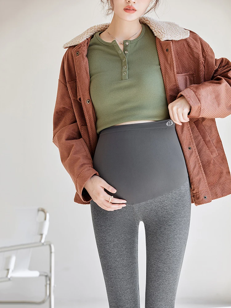 Warm Tights for Pregnant Women Winter Maternity Fleece Leggings Short Plush Pregnancy Clothes 2022 Supporting Abdomen Pants XXL enlarge