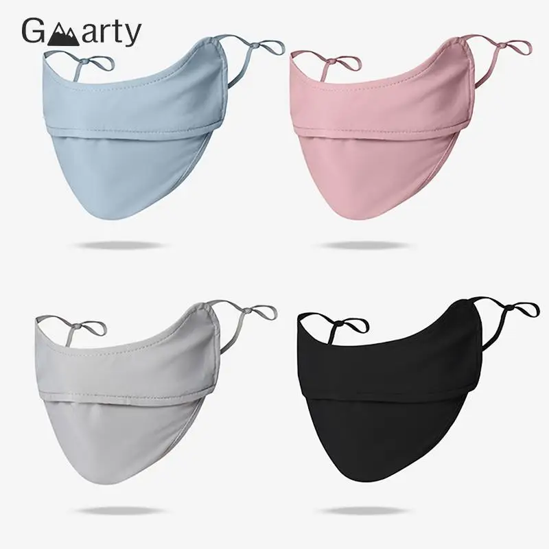 Summer Anti-UV Quick-drying Face Cover Ice Silk Sunscreen Mask Women Scarf Breathable Lady Face Protection Hanging Ear Headband images - 6