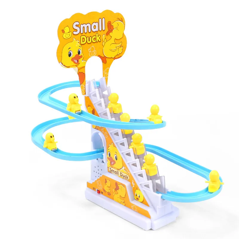 

Duck Climbing Stairs Toy Electric Musical Flash Roller Coaster Track Small Duck Climbing Stairs Montessori Toys For Children