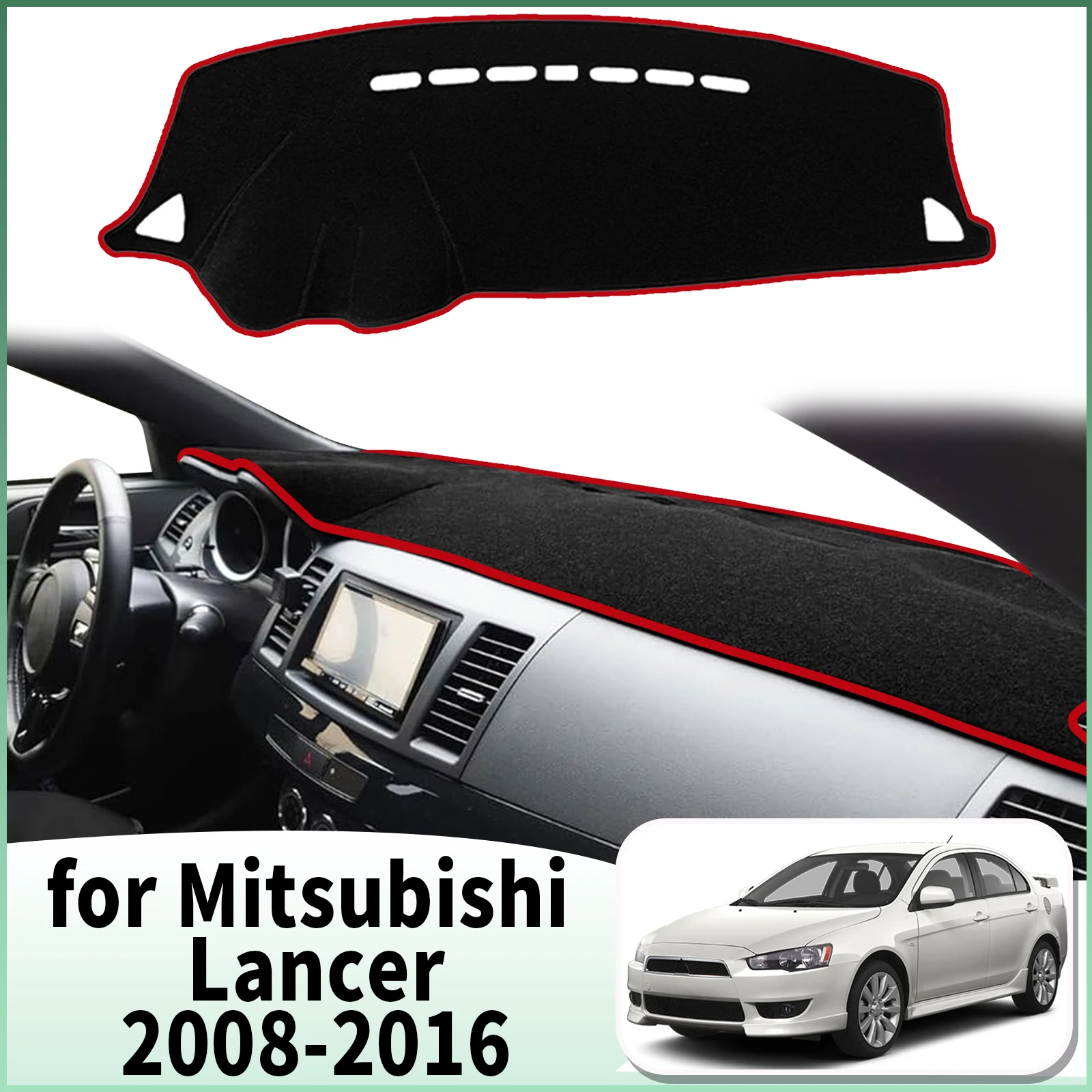 Фото Для Mitsubishi Lancer 2008-2016 Ralliart EVO X Galant Fortis EX защитный ковер Dashmat накладка на приборную панель DashMat солнцезащитный козырек №1