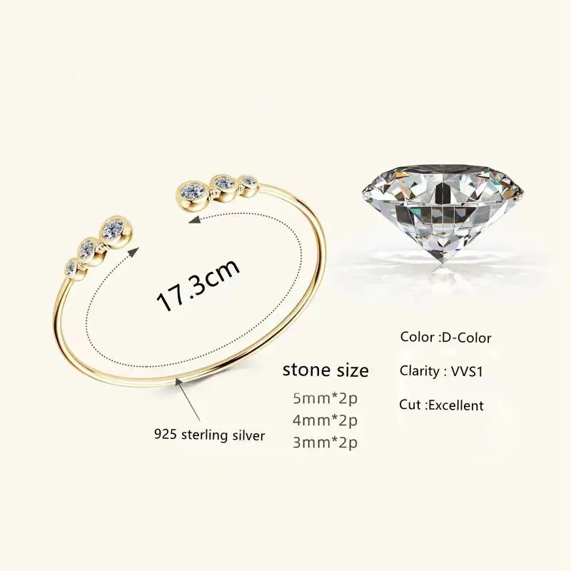 DUHO 1 8 карата полный муассанит браслет 100% стерлинговое серебро S925 с покрытием из