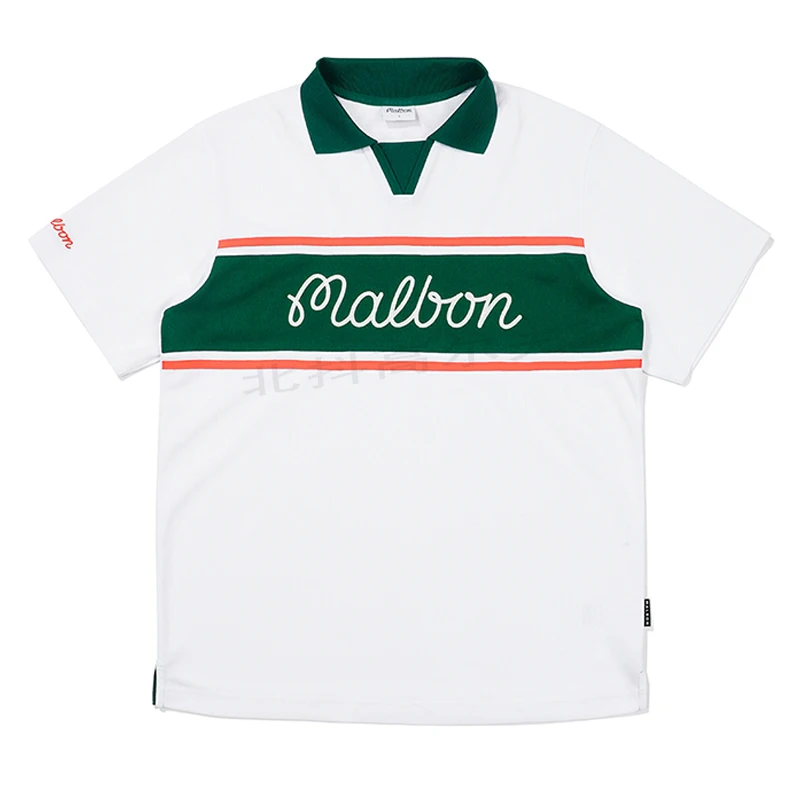 

Summer New Malbon Golf Clothing Men Letter Sports Stripe Golf Polo Shirt Man Short Sleeve Golf T-shirt