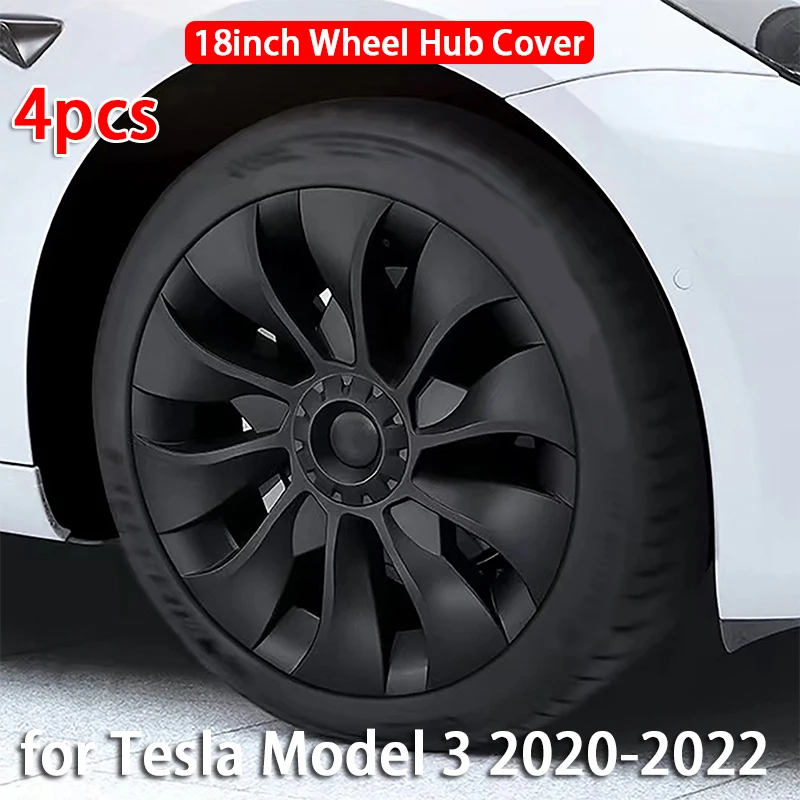 

4PCS 18 Inch Car Wheel Hub Cap Cover Car Replacement Wheel Cap Automobile Hubcap Full Cover for Tesla Model 3 2020 2022