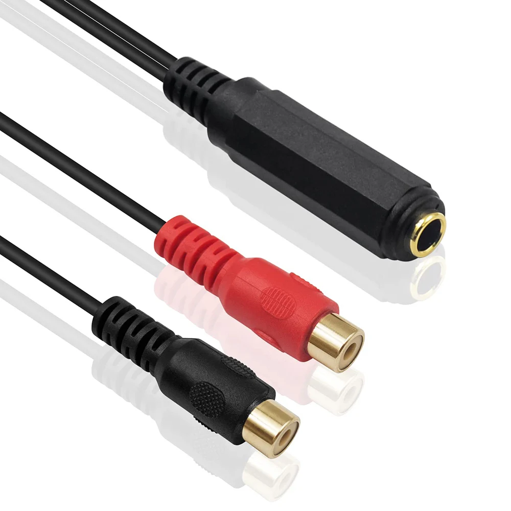 1 шт. 6 35 мм 1/4 дюйма TRS стерео аудиоразъем гнездовой разъем 2 RCA Phono Y-разветвитель