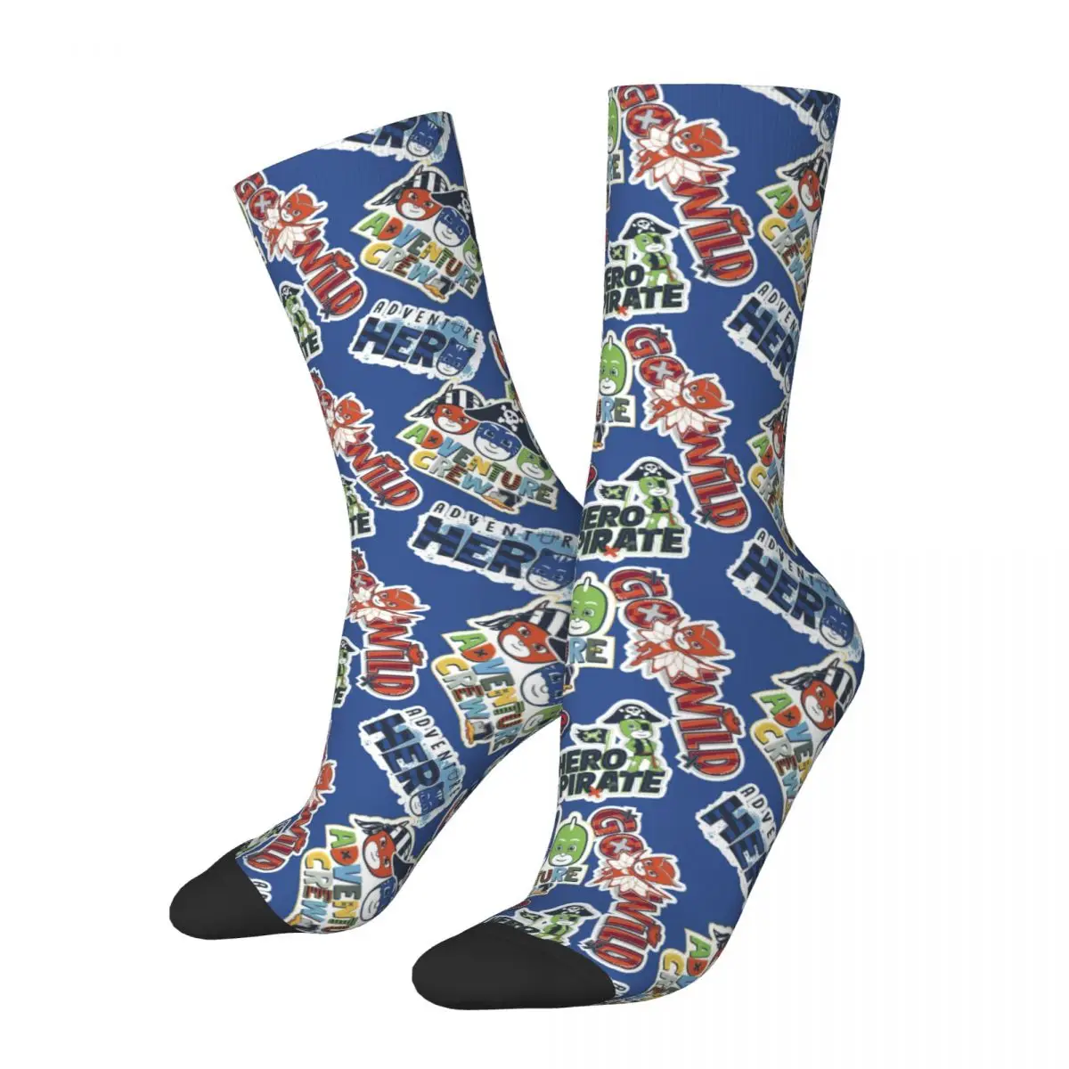 

Retro Disney PJ Masks Football Socks Cartoon Polyester Middle Tube Socks for Unisex Sweat Absorbing