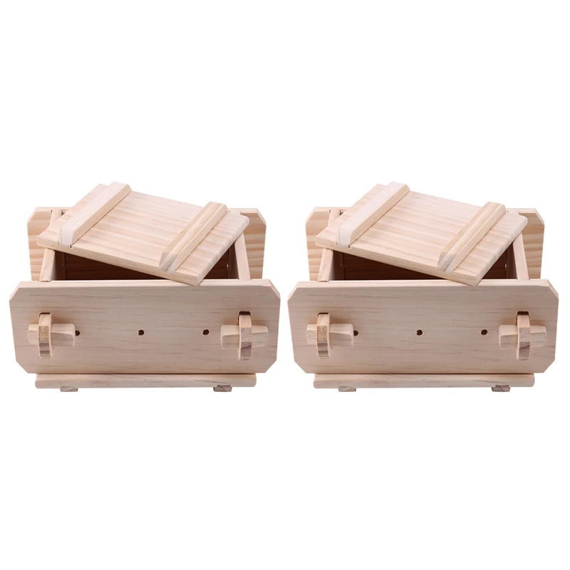 

Top Sale 2X Tofu Mold Tool,Removable Wooden Press Box,Home Kitchen Tofu Maker Press Mold Kit For DIY Tofu Mold Cooking Handmade