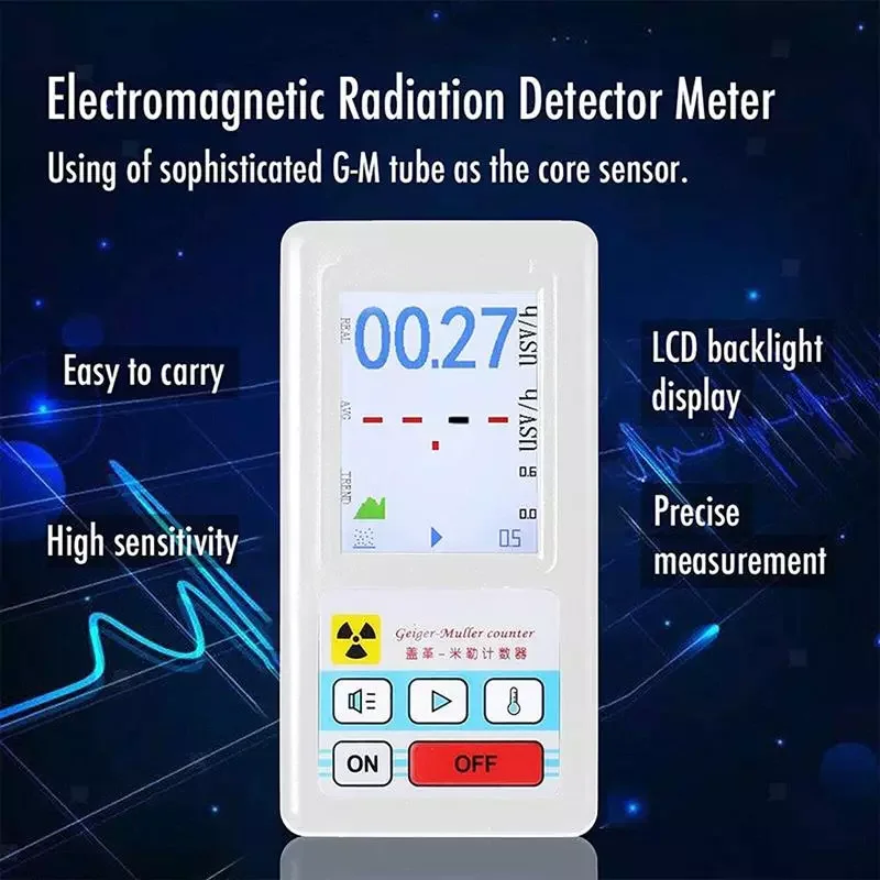 

BR-6 Nuclear Radiation Detector with Display Screen X-ray Beta Gamma Detector Geiger Counter Radioactivity Detector