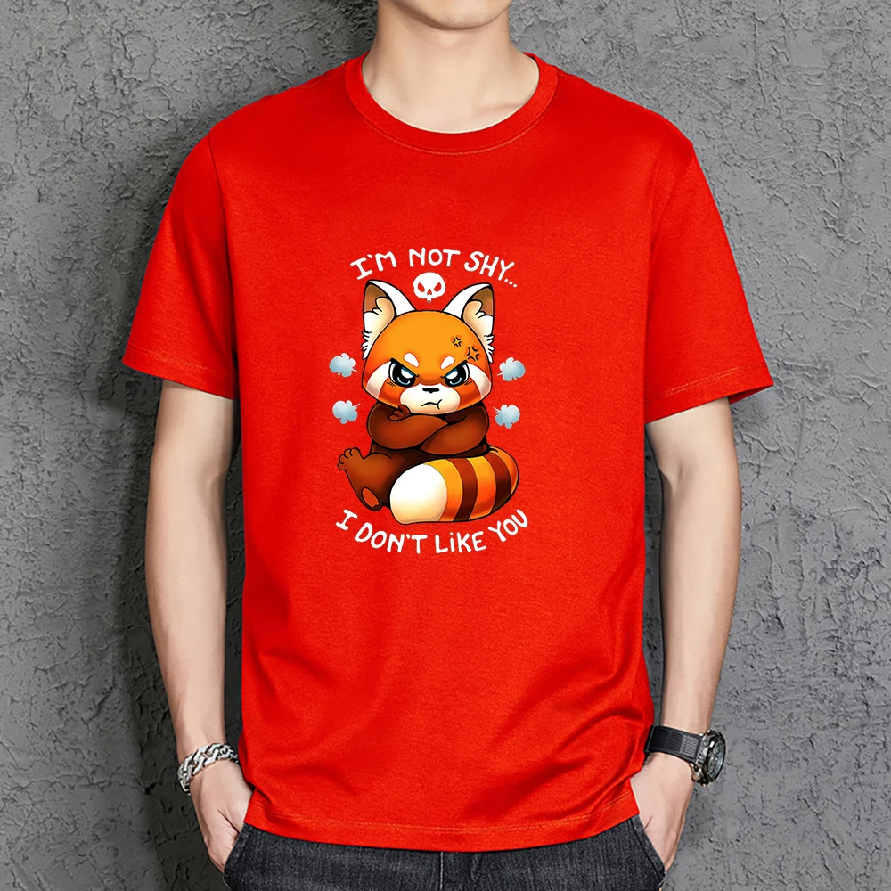 

Футболка мужская Очаровательная оверсайз с коротким рукавом, тенниска из качественного хлопка с рисунком злого енота, Повседневная универсальная уличная одежда