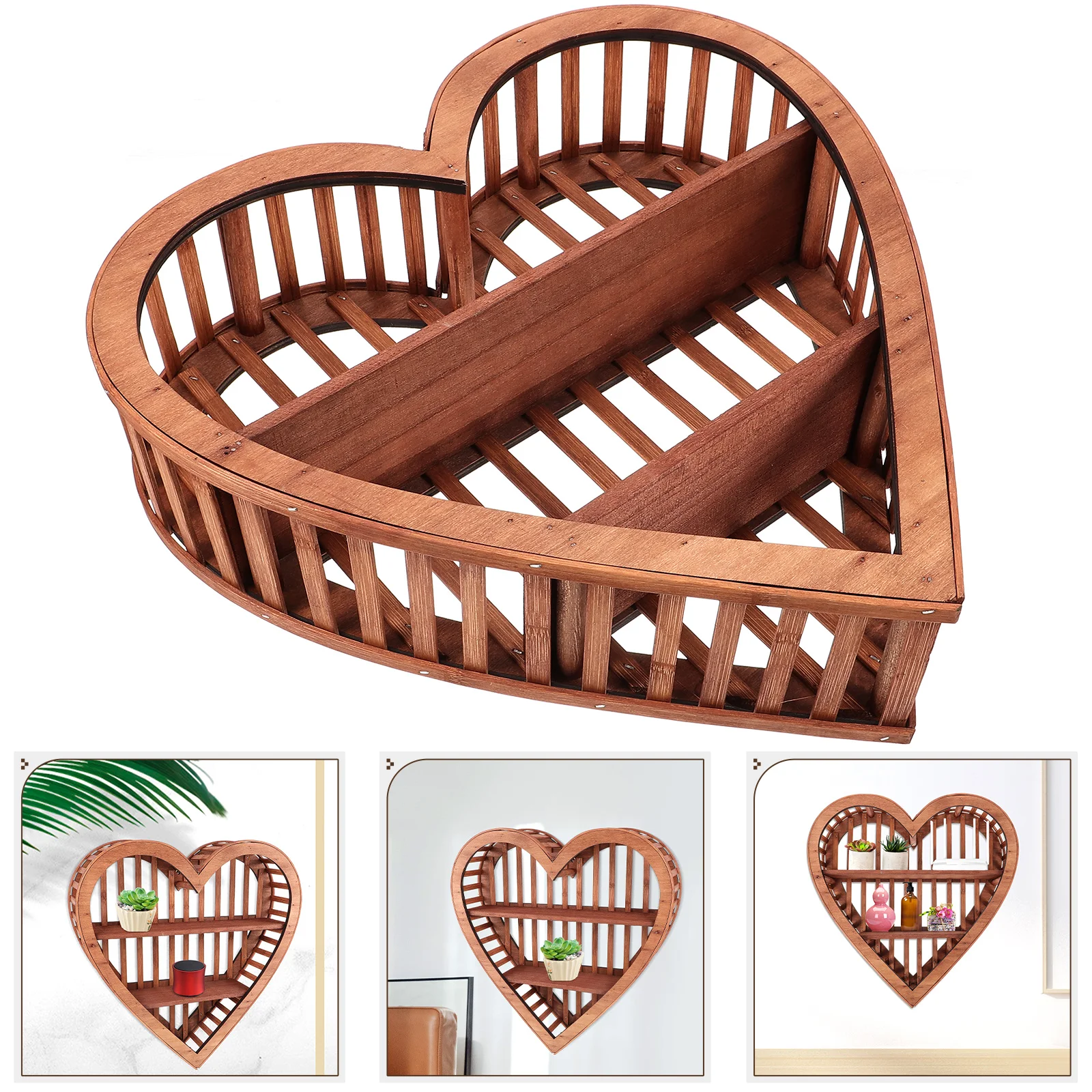 

Heart Shape Display Shelf Wooden Display Shelf Wall Mount Hanging Display Shelf