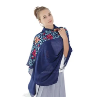 ethnic style embroidered scarf women cotton linen fashion warm shawl lady sunscreen beach towel travel wraps flower hijab stoles