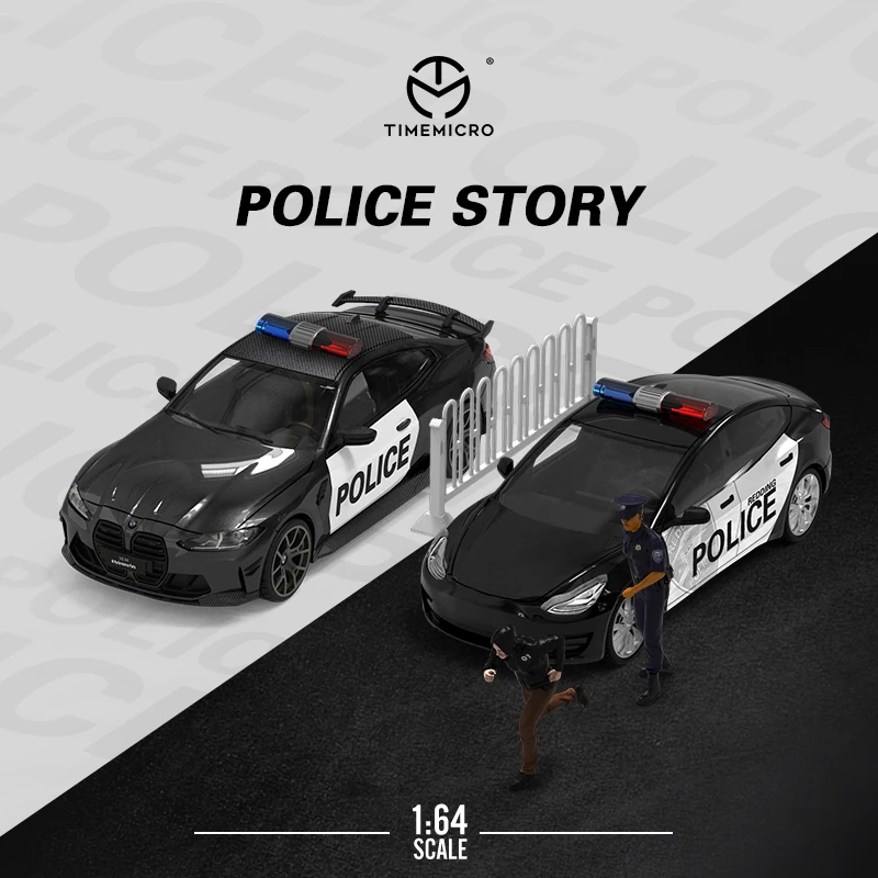 

TM 1/64 M4 Tesla Model3 Police Figure Car Model