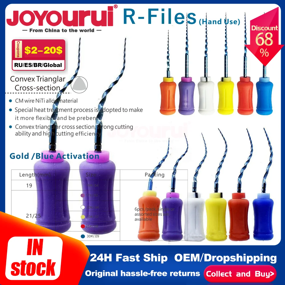 Фото Dental Pro Taper Super Files Синий Универсальный 6 шт./кор. Эндодонтия NiTi Ручной Суперроторный файл SX-F3 25 мм F4 Файл для корневых каналов №1