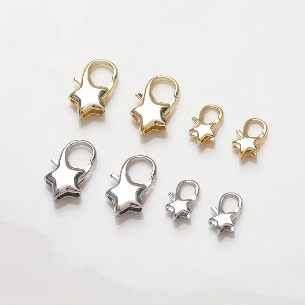

2PCS Gold Plated Brass Five-Pointed Star Lobster Clasp Color Retention Buckle DIY Jewelry Making Supplies Material Accessories