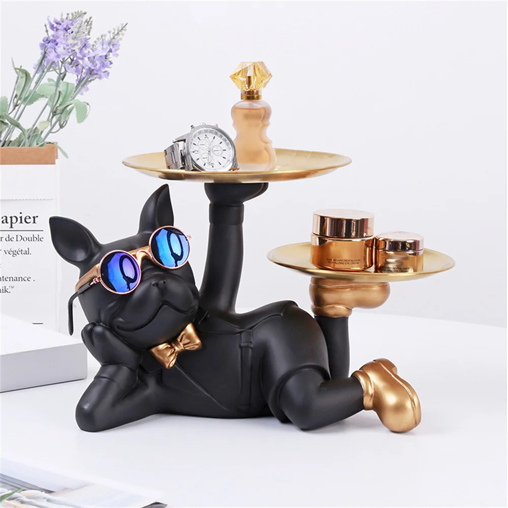 

Fun Decoration Ornaments Creative Bulldog Home Decor Porch Key Storage Desserts Appetizers Fruits Decoration With Storage Tray