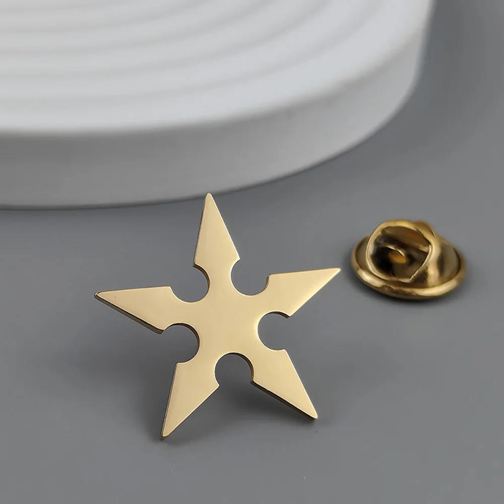 Новая пятиконечная звезда Мужская булавка для лацкана 316L нержавеющая сталь