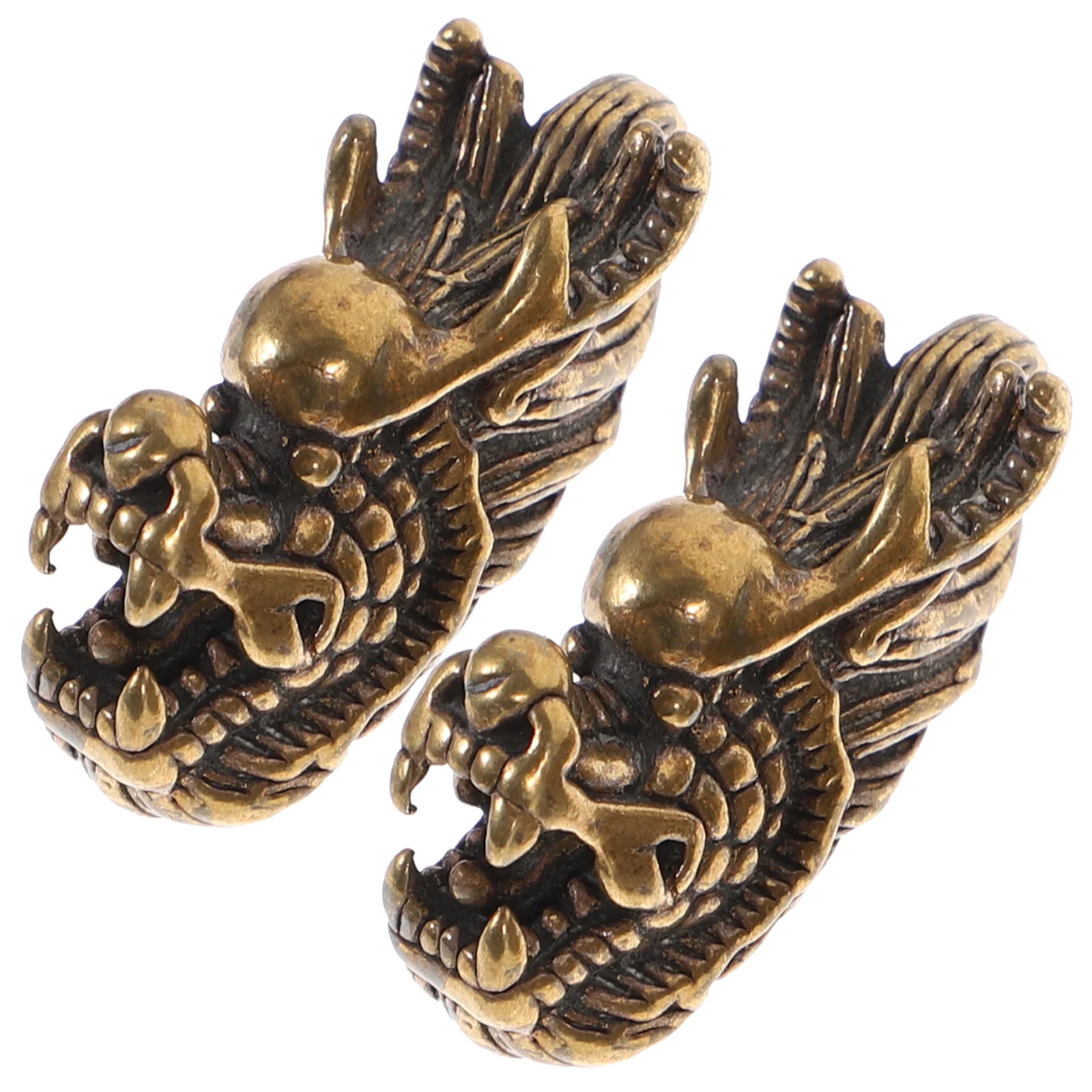 

2 PCS Vintage Jewelry Chinese Animal Figurine Zodiac Necklace Lucky Dragon Dainty Decors Small Copper Ware