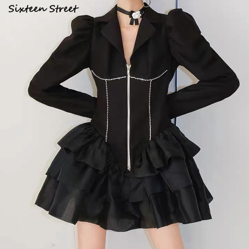 Женское винтажное платье с длинным рукавом белое высокой талией и алмазной