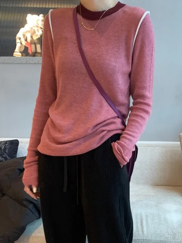 Большие размеры уникальный контрастный цвет трикотаж для женщин осень 2024