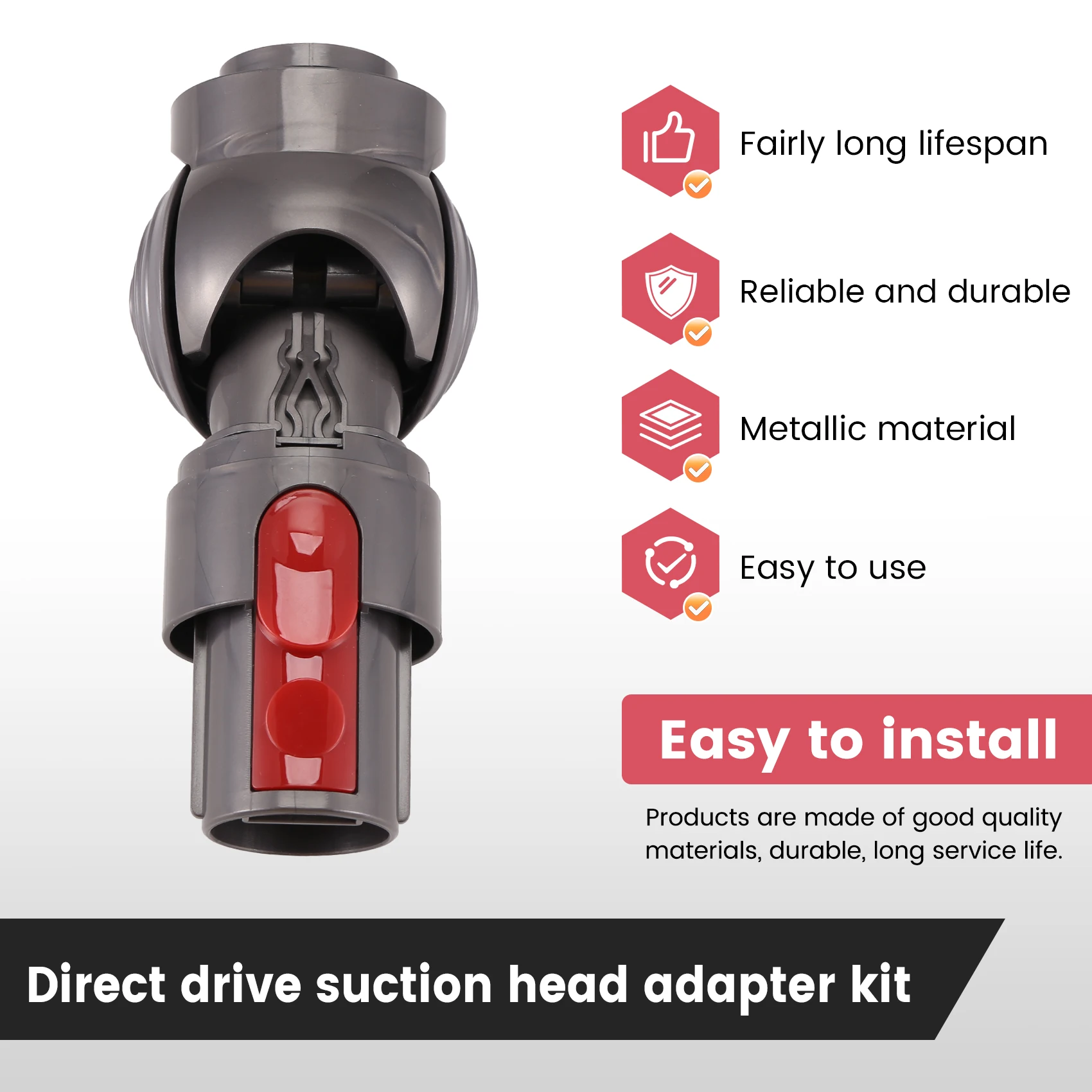 Direct Drive Suction Head Joint Connector Adapter Set for Dyson V7 V8 V10 V11 Vacuum Parts with Ball Wheels Side Cover