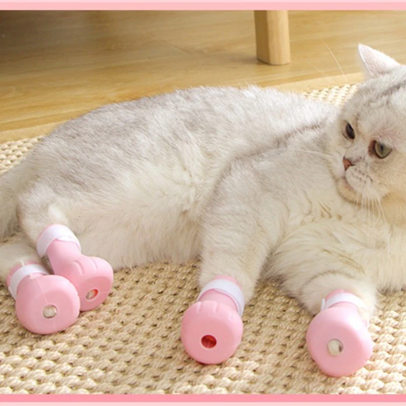 

Anti-biting Bath Washing Cat Claw Cover Cut Nails Foot Cover Pet Paw Protector for Anti-Scratch Cat Shoes Boots Adjustable