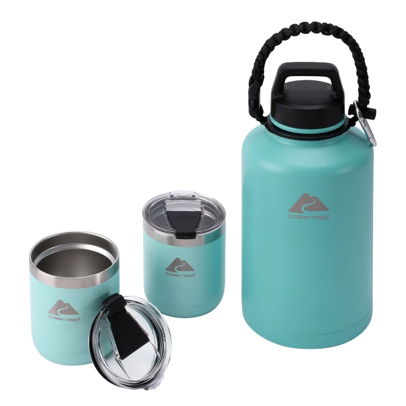 

3 Piece Stainless Steel Vacuum Bottle Tumbler Combo, Aqua/ Mint