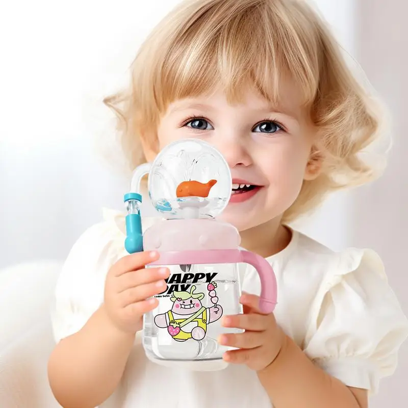 Детская соломенная чашка бутылка для воды с распылителем кита