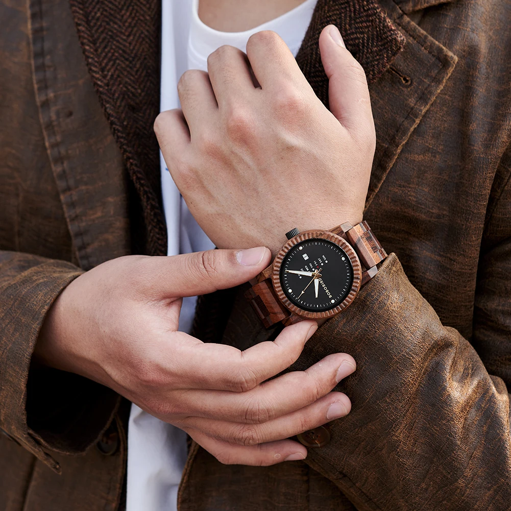 Мужские часы BOBO BIRD с отображением недели деловые поддержкой OEM Прямая поставка по