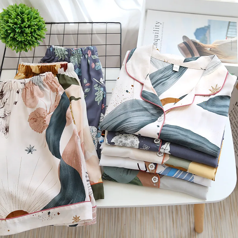 Summer New Women's Pajamas Thin Section Short-sleeved Shorts  Floral Print Pajamas Home Service Ladies Pajamas For Women