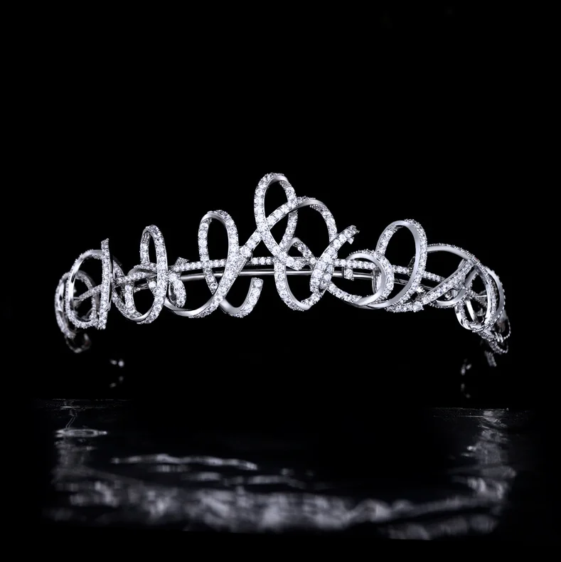 Bride Tiara Crystal Wedding Hair Accessories,Cubic Zircon Headband Wedding Jewelry Crowns For Women Luxury jewelry