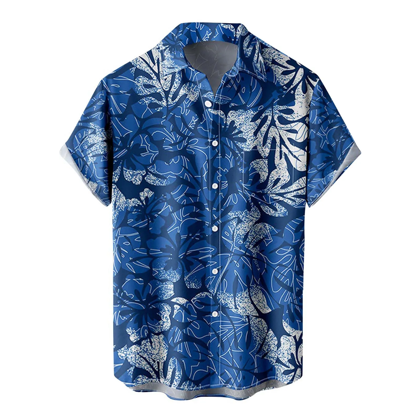 

Leaf Print Summer Men Shirts Holiday Beach Short Sleeve Shirts Turn-Down Collar Button Male Hawaiian Shirt Chemise Homme